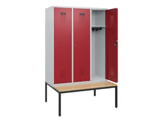 locker met bank,HxBxD 1950x1200x815mm,3vak,vak B 400mm,cilinderslot - 1