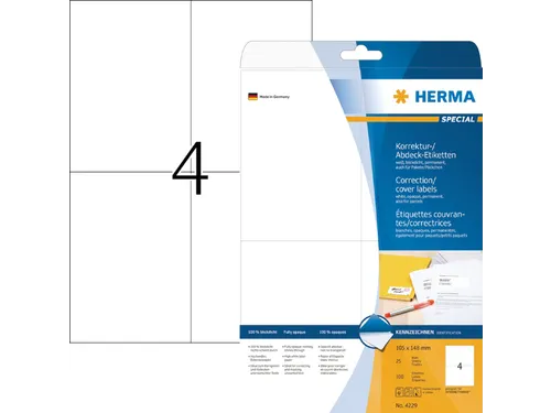 Correctie Etiket Herma 4229 105x148mm A6 Wit 100 stuks