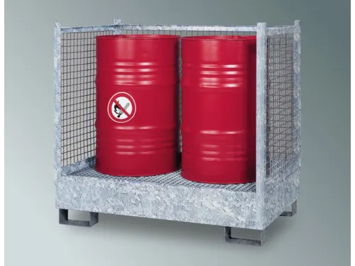 Opvangbak 2x 200l Opvangvol. 220l 1400x1410x810mm Gaas 3-Zijdig