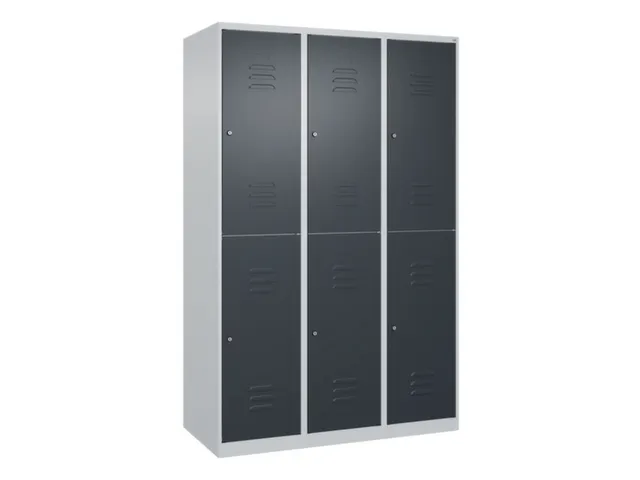 dubbeldekse locker,HxBxD 1850x1200x500mm,3x2vak.,vak B 400mm,cil.-slot