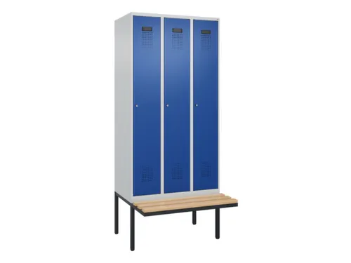 locker met bank,voor scheiding van kleding,HxBxD 2120x900x815mm,3vak