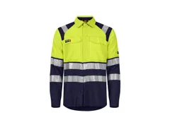 Chemise hi-vis Tranemo 5076 91, jaune fluo/bleu marine, taille 4XL, la