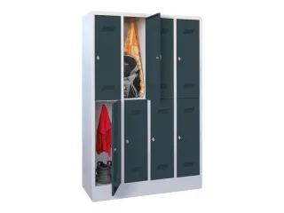 dubbeldekse locker,HxBxD 1850x1200x500mm,4x2vak.,RAL7035,front RAL7016 - 2