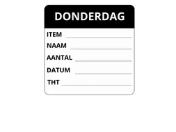 LabelLORD PL Dagetiket Donderdag 50x50mm Zwart Flushlabel 250 stuks
