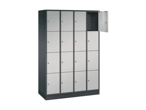 lockerkast,HxBxD 1950x1220x500mm,4x4vakken,cil.-slot,sokkel