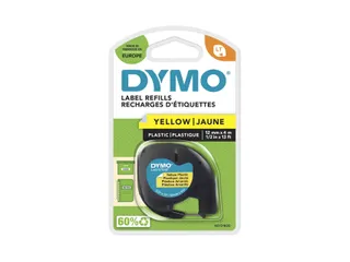 Labeltape Dymo Letratag 91202 plastic 12mm zwart op geel S0721620 - 1