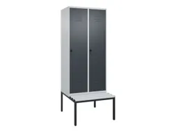 locker met bank,HxBxD 2120x800x815mm,2vak,vak B 400mm,draaigrendel
