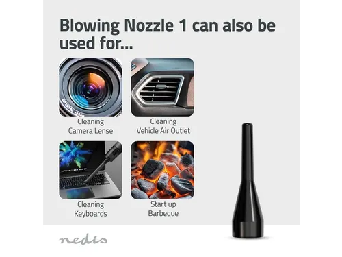 Handstofzuiger / luchtblazer Nedis 90W oplaadbaar zwart