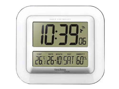 Digitale wandklok Technoline WS 8006 276x195x27mm wit/zilver