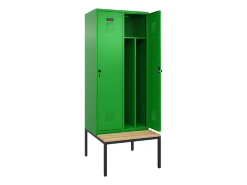 locker met bank,voor scheiding van kleding,HxBxD 2120x800x815mm,2vak