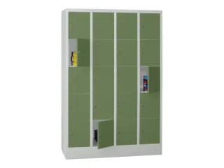 lockerkast,HxBxD 1850x1200x500mm,4x5vakken,RAL7035,front RAL6011 - 2
