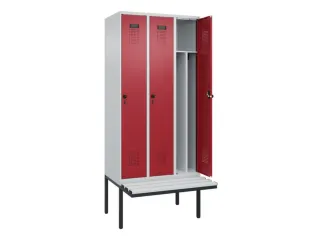 locker met bank,voor scheiding van kleding,HxBxD 2120x900x815mm,3vak - 1