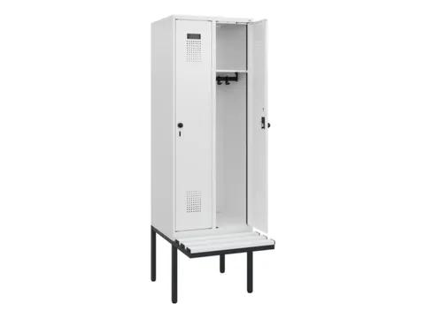 locker met bank,HxBxD 1950x600x815mm,2vak,vak B 300mm,draaigrendel