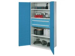 Materiaalkast Geperf Deuren 1950x1000x600mm 3legborden 2laden Ral5010