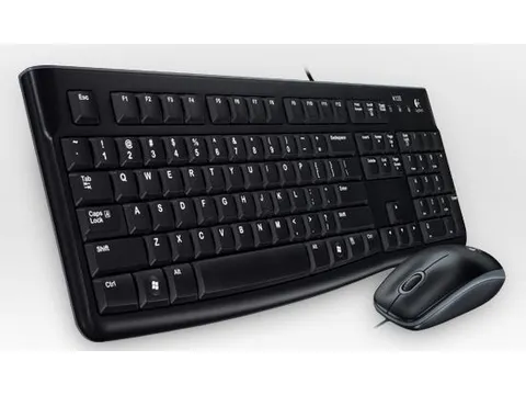 Logitech Desktop MK120, Bedraad, USB, QWERTY, Zwart, Inclusief muis