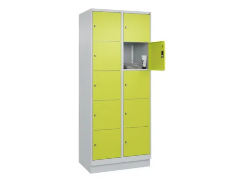 lockerkast,HxBxD 1950x800x500mm,2x5vakken,vak B 400mm,cil.-slot,sokkel