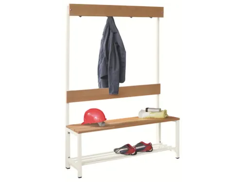 Omkleedbank LxB 1000x400mm Houten Latten Schoenenrek Haken Ral9010