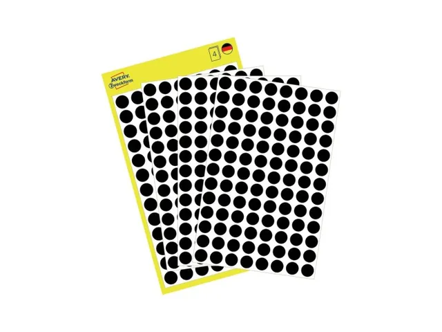 Etiket Avery Zweckform 3009 Rond Ø8mm Zwart 416 Stuks