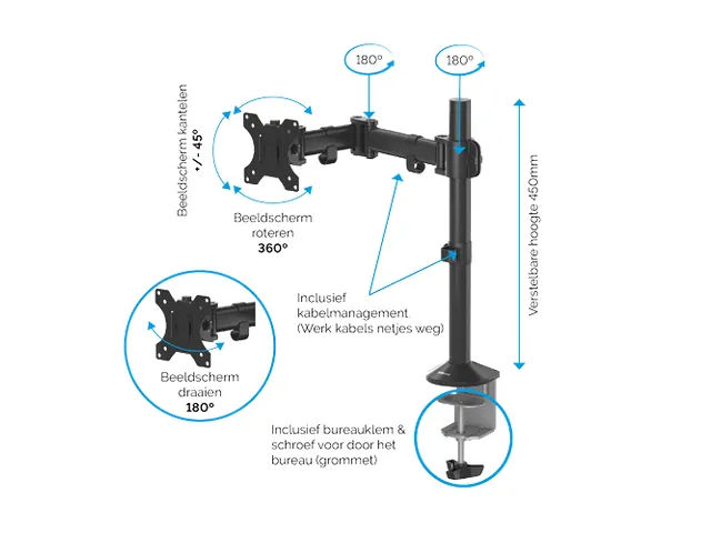 Monitorarm Fellowes Reflex Series single arm
