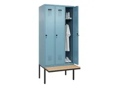 locker met bank,HxBxD 2120x900x815mm,3vak,vak B 300mm,draaigrendel