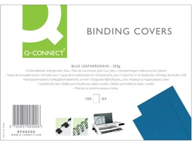 Dekblad A4 Blauw Lederlook 250 Grams Pak 100 Stuks