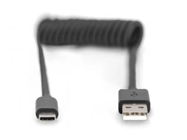 USB Í Type A naar USB Í Type C veerkabel TPE USB 2.0 PD60W Max; 1m