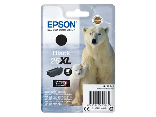 Inktcartridge Epson 26XL T2621 zwart HC C13T26214012