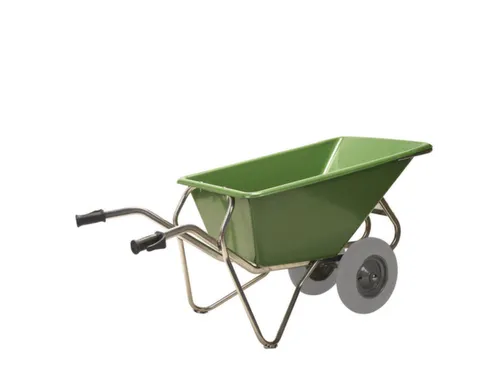 aluminium kruiwagen,160l,HxBxD 800x715x1630mm,PP-bak,groen,aluminium