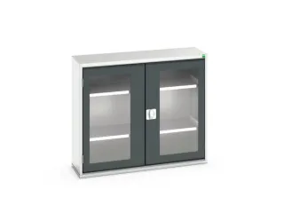 vitrinekast 900x1050x350mm 2xStalen bodem romp RAL7035 front RAL7016 - 1