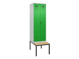 PBM-locker met bank,HxBxD 2120x600x815mm,2vak,vak B 300mm,draaigrendel - 2