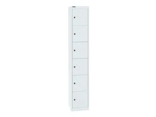 lockerkast,HxBxD 1802x305x305mm,1x6vakken,cil.-slot,romp verkeerswit - 2