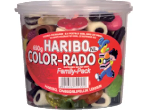 Haribo Color-Rado Wine Gum + Engelse Drop 650Gram