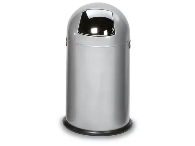 Push Afvalbak Staalplaat 33 Liter Hxd 690x375mm Zilver