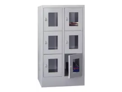 lockerkast,HxBxD 1187x600x500mm,2x3vakken,RAL7035,front RAL5010