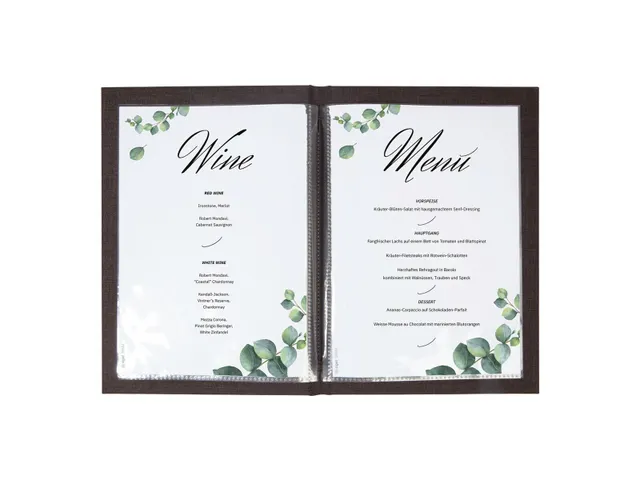 Porte-menu Sigel A5 gris foncé avec insert bambou pour 8 pages