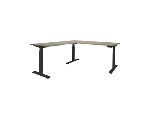 Elektrisch Hoekbureau Dextro Plus 200x200cm Frame Zwart Blad Rob Eik