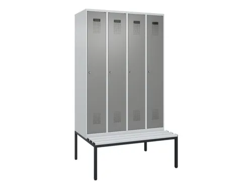 locker met bank,voor scheiding van kleding,HxBxD 2120x1200x815mm,4vak