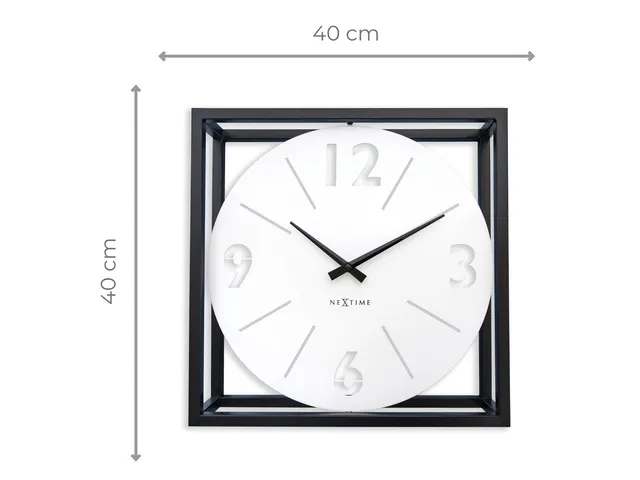 Tafel/wandklok NeXtime Time Frame 40x40cm wit metaal