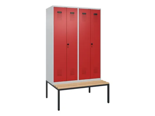 PBM-locker met bank,HxBxD 2120x1200x815mm,4vak,vak B 300mm