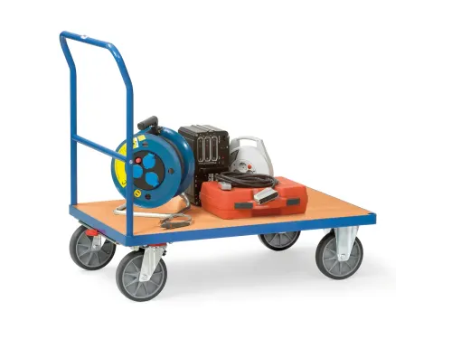 Duwbeugelwagen 2502 600kg 1000x700mm Houten Plaat Ral5007