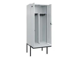PBM-locker met bank,HxBxD 2120x800x815mm,2vak,vak B 400mm,draaigrendel - 1