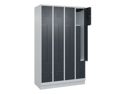 Z-garderobekast,HxBxD 1950x1200x500mm,vak B 150/300mm,cil.-slot,sokkel