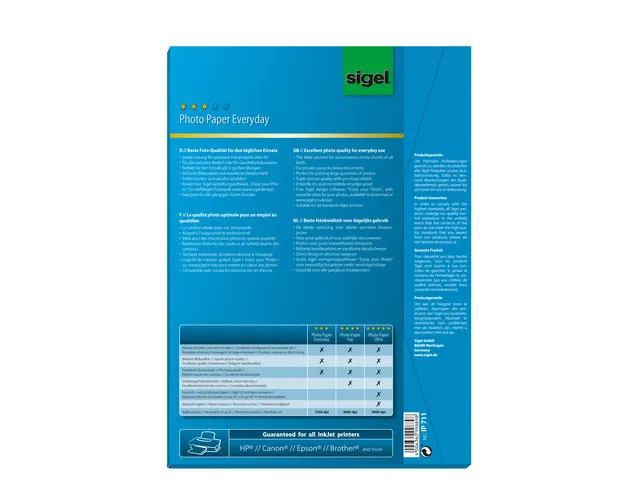 Inkjetfotopapier Sigel A4 Everyday+ 200 Gram Wit 50 Vel