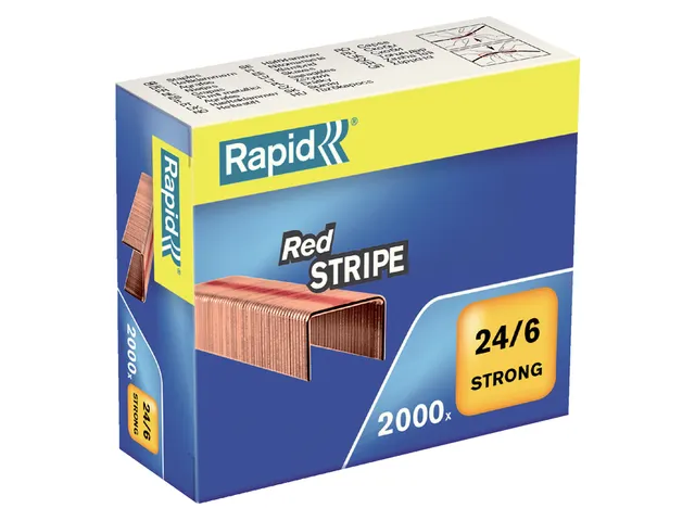 Nieten Rapid 24/6 Redstripe kopercoating 2000 stuks