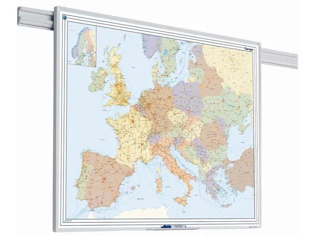 Landkaart whiteboard Partnerline Europa Wegenkaart 90x125cm