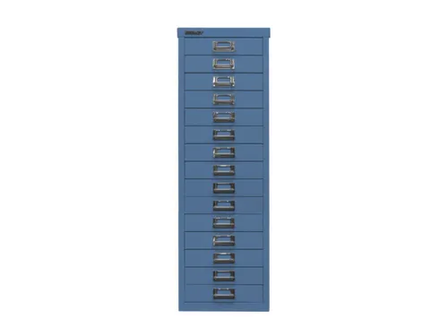 kantoor-ladekast HxBxD 860x279x380mm 15 laden romp + front blauw staal