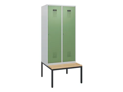 locker met bank,HxBxD 1950x800x815mm,2vak,vak B 400mm,cilinderslot