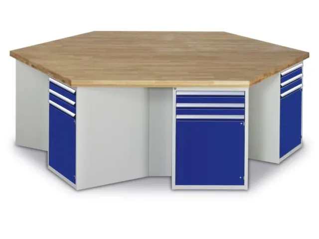 Werkbank 840x2700x2340mm Beukenhouten Plaat 6 Kastblokken 12laden