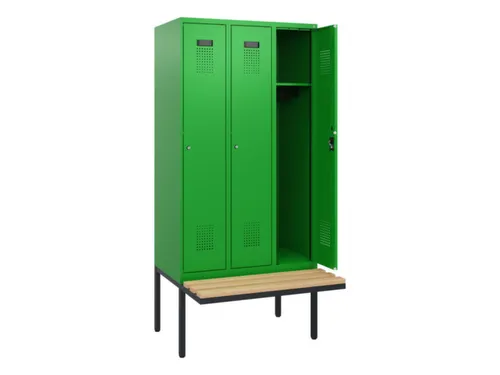 locker met bank,HxBxD 1950x900x815mm,3vak,vak B 300mm,cilinderslot