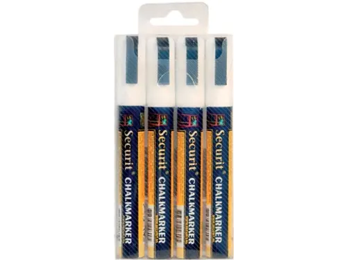 Securit Krijtmarker Medium Wit, Etui Met 4 Stuks